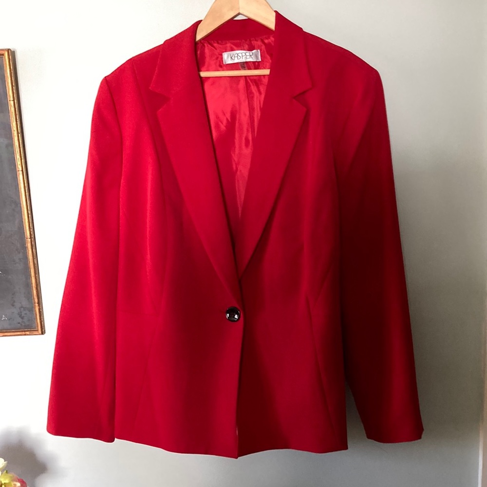 KASPER Women's Red Single Breasted, One Button Fitted Blazer Jacket | 22W